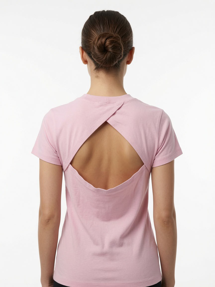 Blusa de Ribana Rosa Open Back em Algodão IAGO BRAND