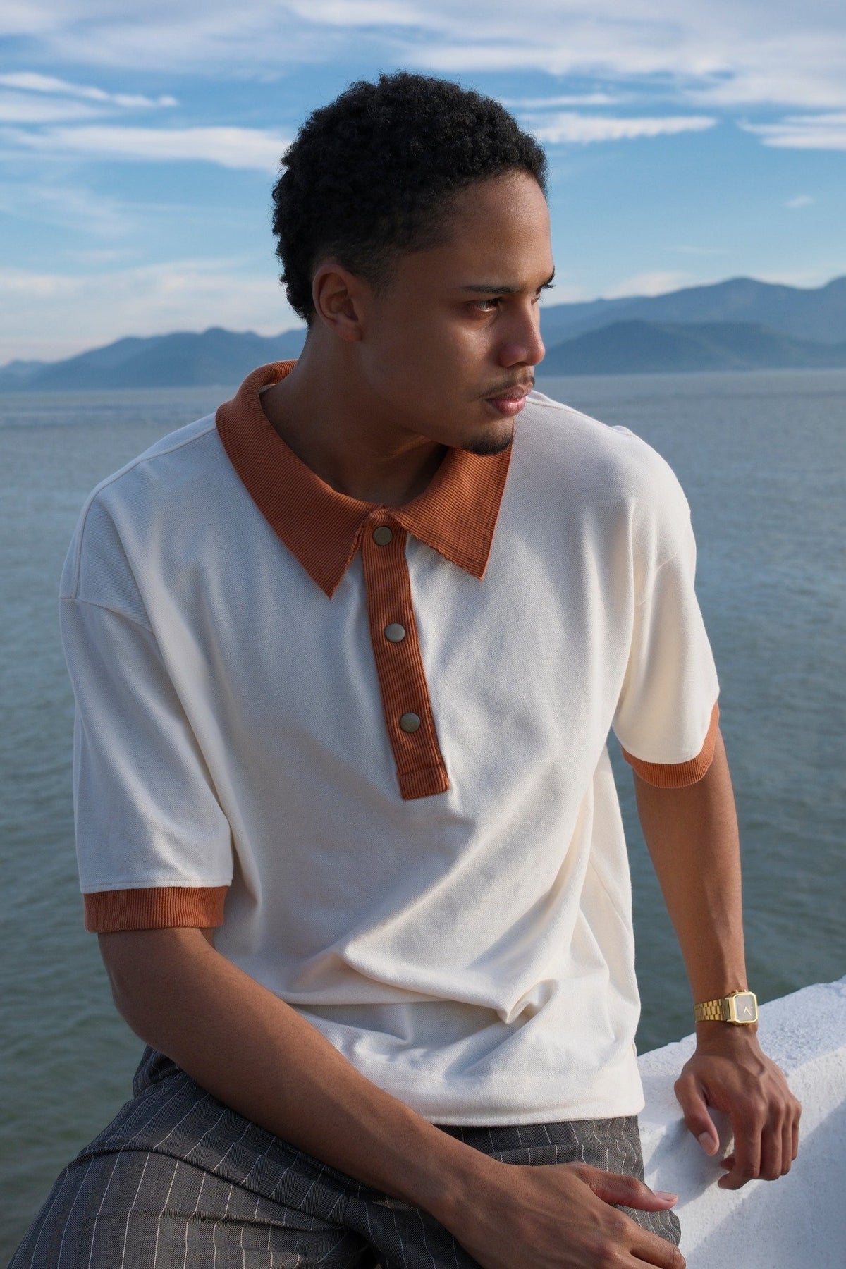 Polo Iago Piquet Bicolor Off White IAGO BRAND