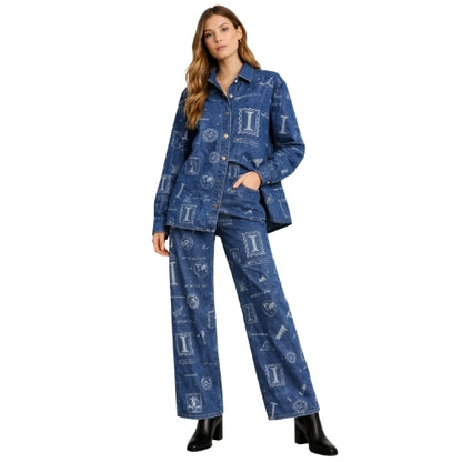 Jaqueta Jeans Destinos Feminina Algodão Estampada Oversize Iago Brand
