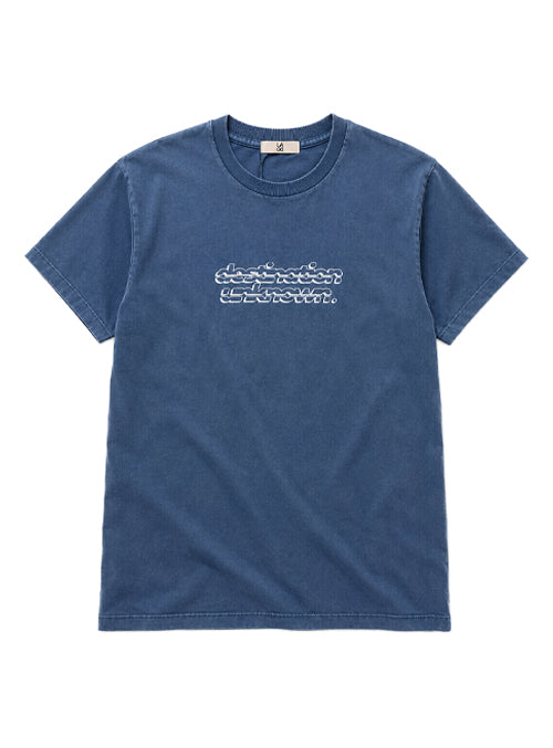 Camiseta Básica Marmorizada Azul Jeans Estampada
