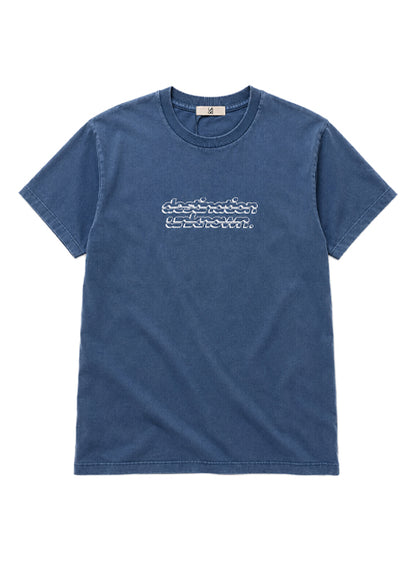 Camiseta Básica Marmorizada Azul Jeans Estampada