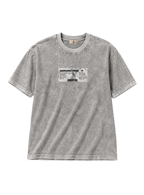 Camiseta Boarding Pass Com Processo de Lavanderia Jateada