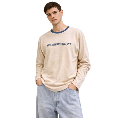 Camiseta Manga Longa The Interesting Life, Malha texturizada