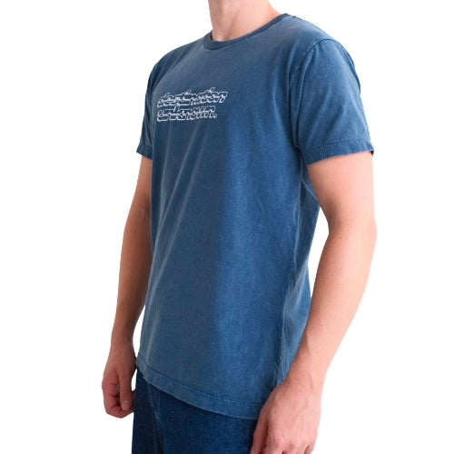 Camiseta Básica Marmorizada Azul Jeans Estampada