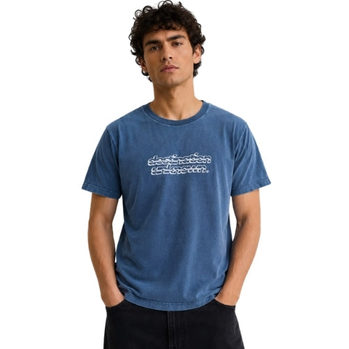 Camiseta Básica Marmorizada Azul Jeans Estampada