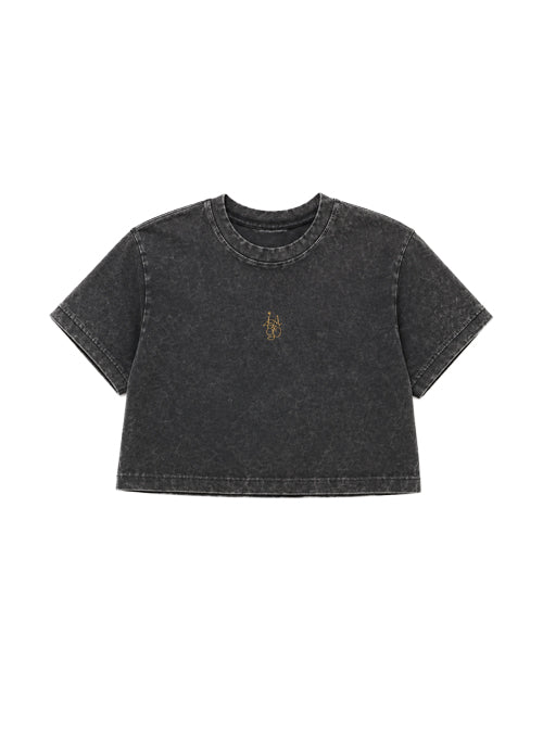Iago Brand Camiseta Marmorizada Minimal Vintage Tee Premium com Lavagem Exclusiva e Detalhe Minimalista Frontal
