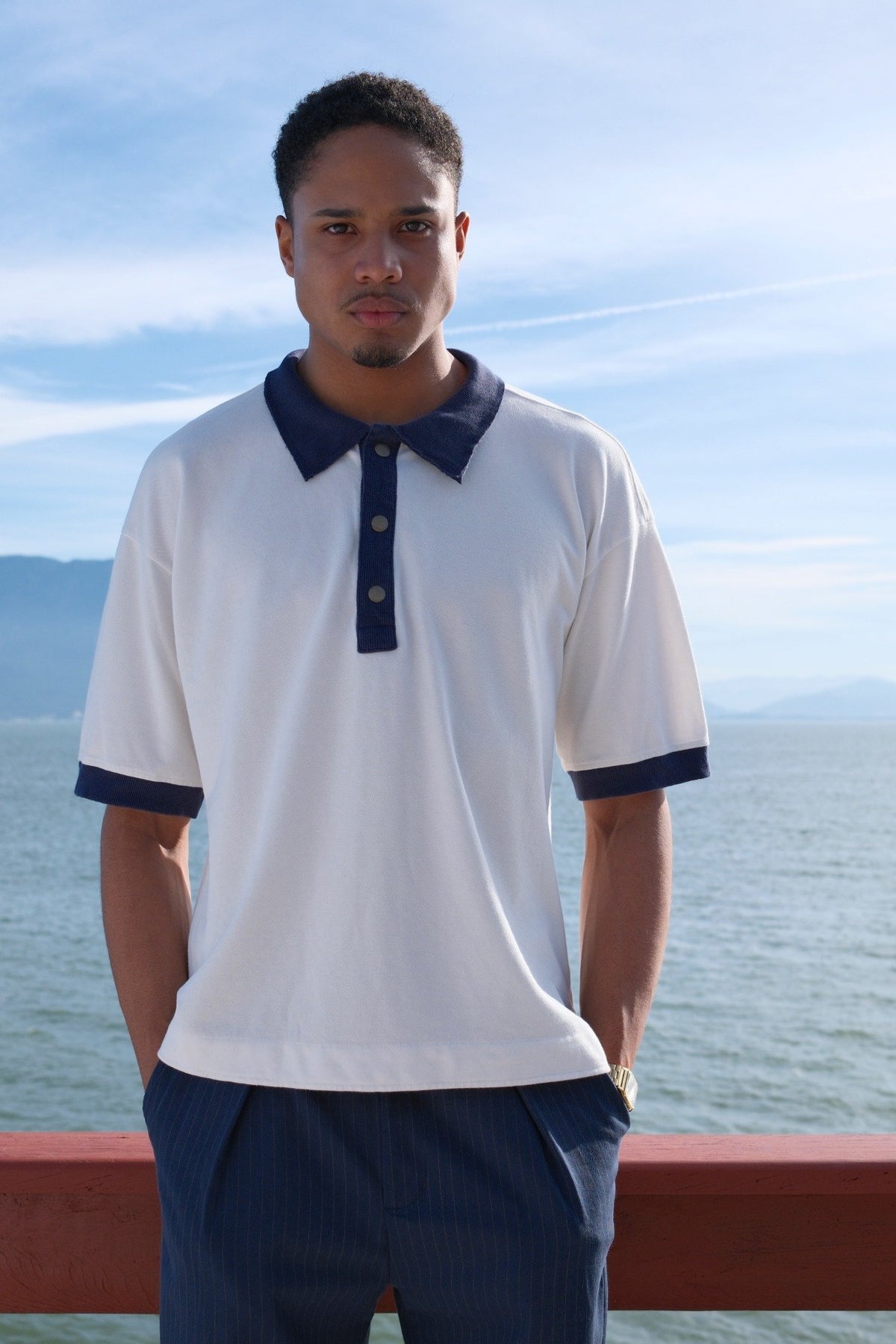 Polo Iago Piquet Bicolor Off White IAGO BRAND